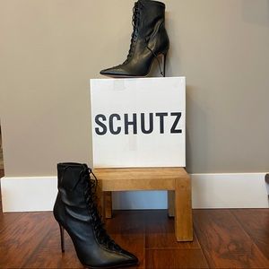 Black Lace Up Schutz Heels